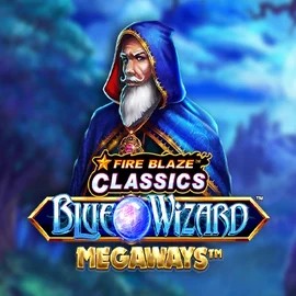 Logo of Fire Blaze Blue Wizard Megaways from Rarestone Gaming at Captain Jack Casino